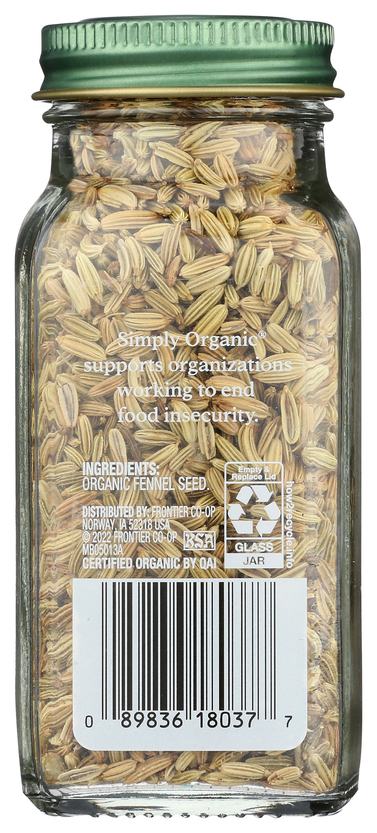 SIMPLY ORGANIC SSNNG FENNEL SEEDS BTTL - Case of 6