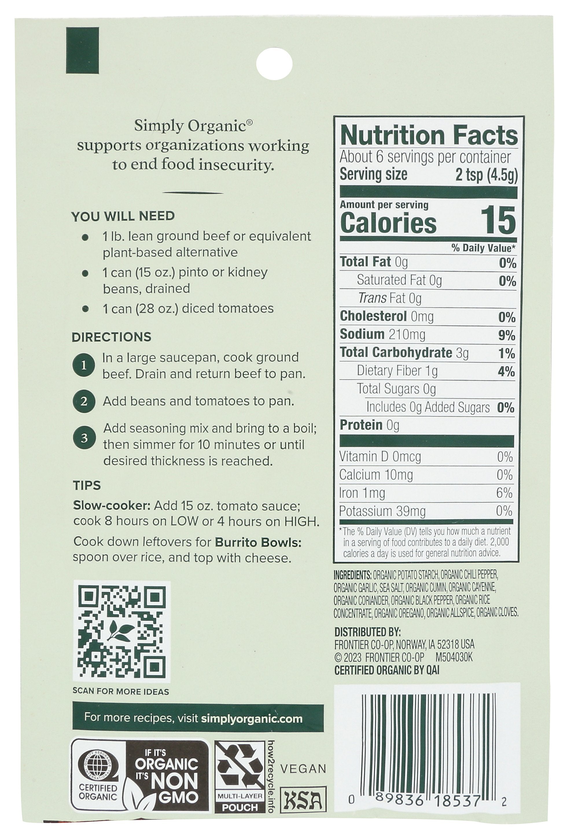 SIMPLY ORGANIC MIX CHILI SPICY - Case of 12