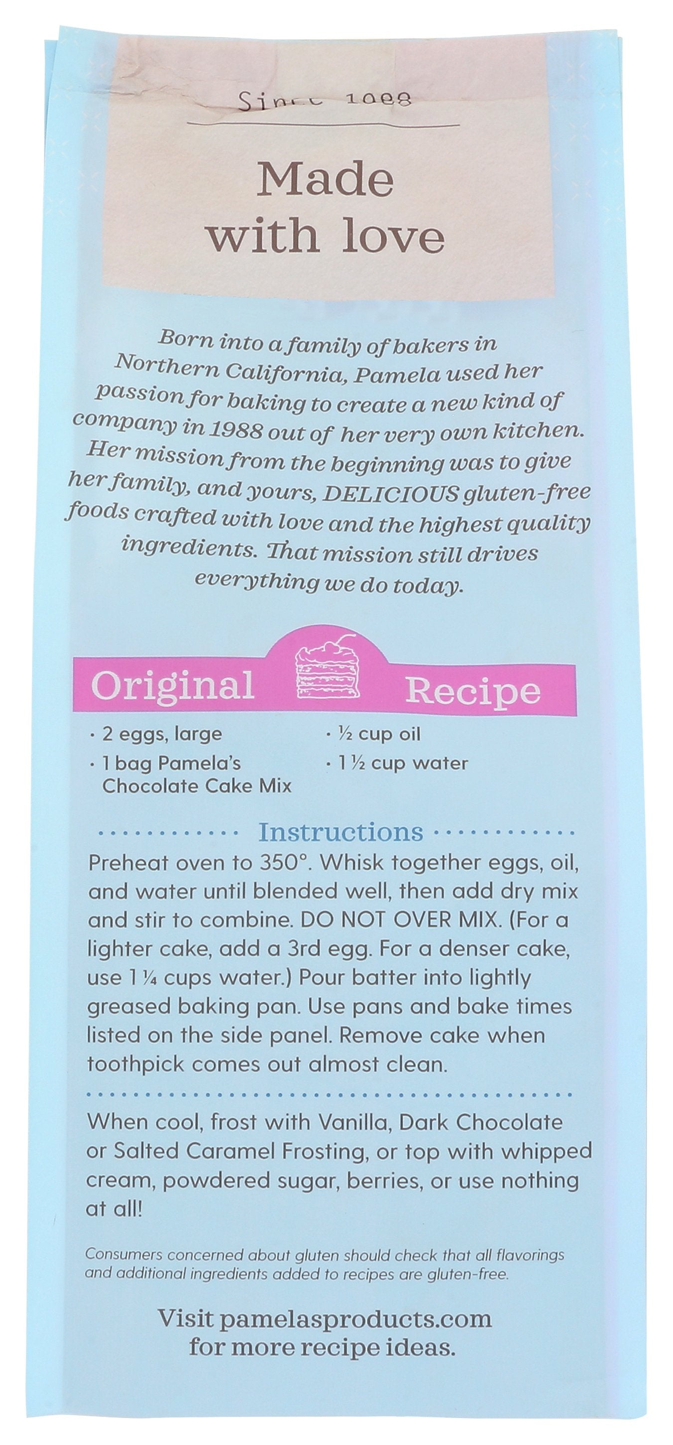 PAMELAS MIX CAKE LUCIOUS CHOC WF - Case of 6