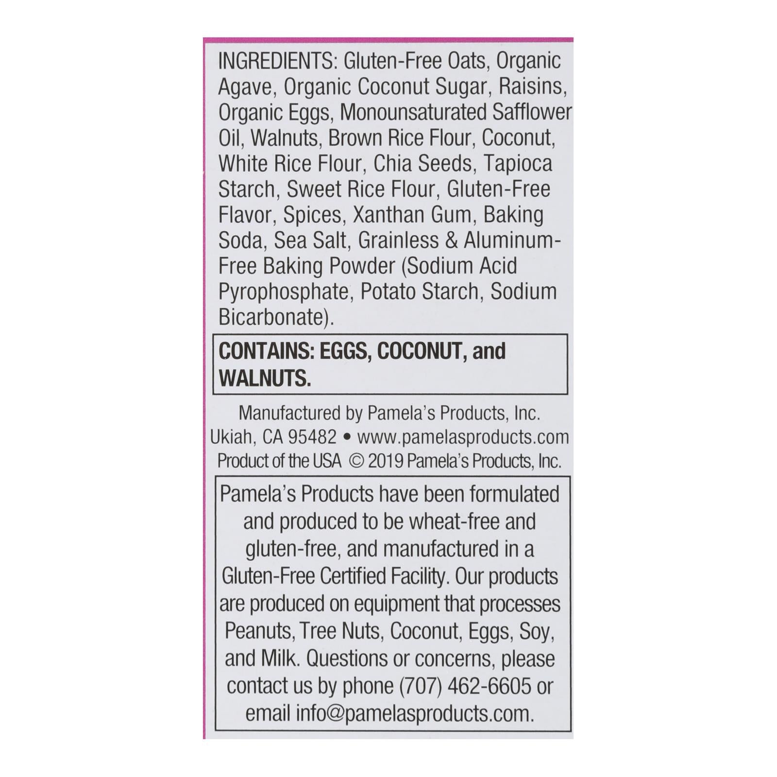 Pamela's Products - Oat Spice Whenever Bars - Raisin Walnut - Case Of 6 - 1.41 Oz.