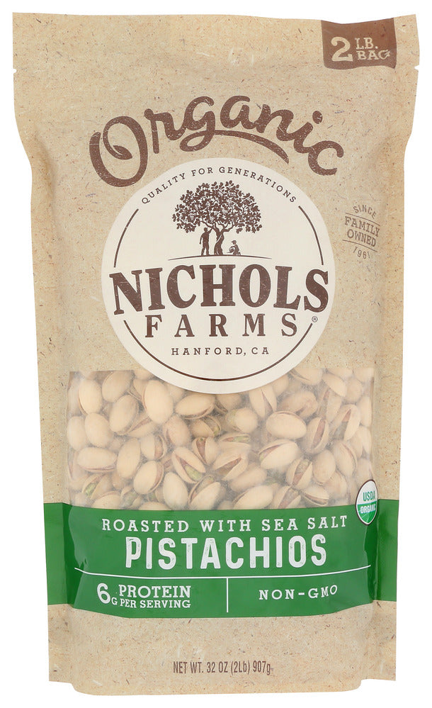 Nichols Farm Pistachios Roasted with Sea Salt - Case of 14 - 32 OZ