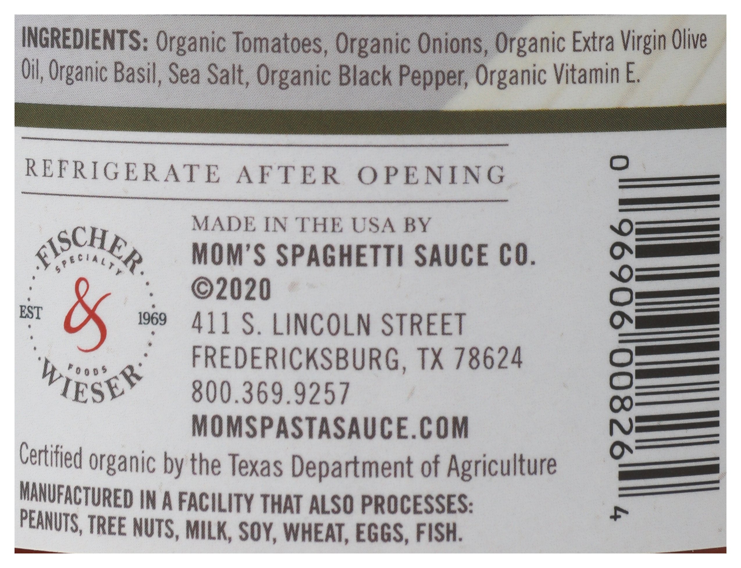 MOMS SAUCE PASTA ORG TMTO BASIL - Case of 6