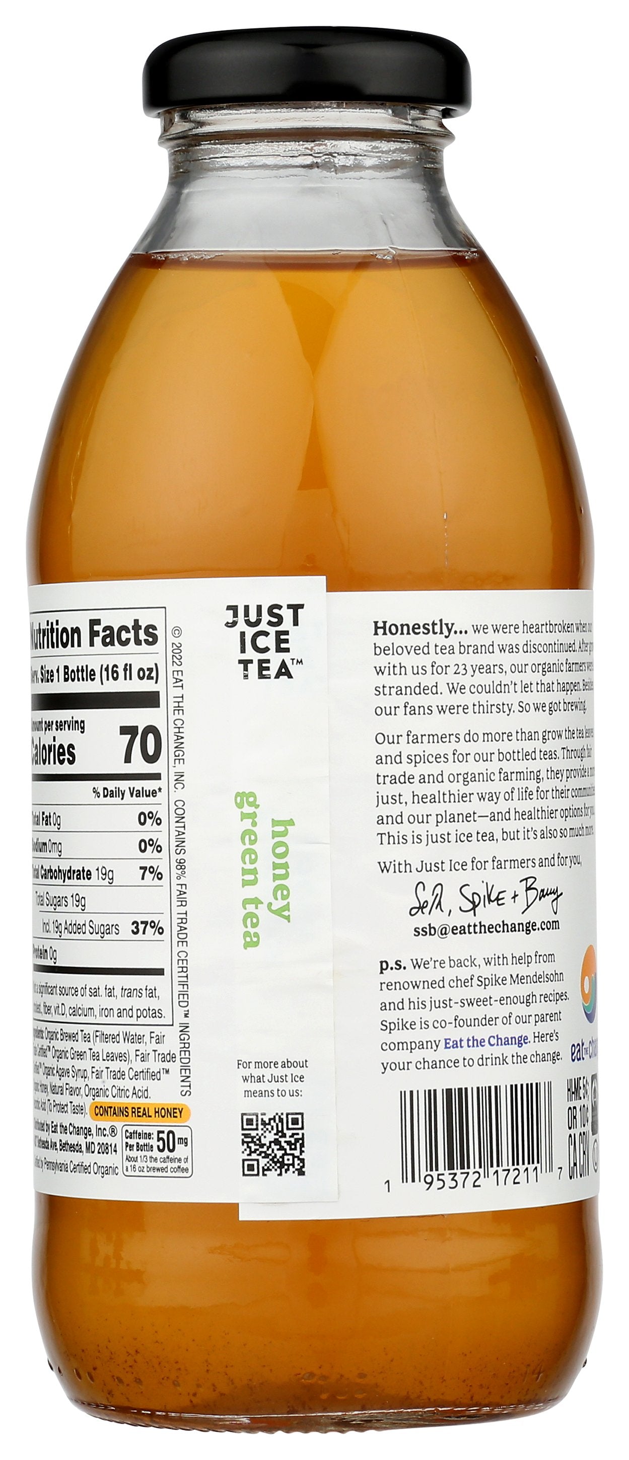 JUST ICE TEA TEA HON GRN ORG - Case of 12