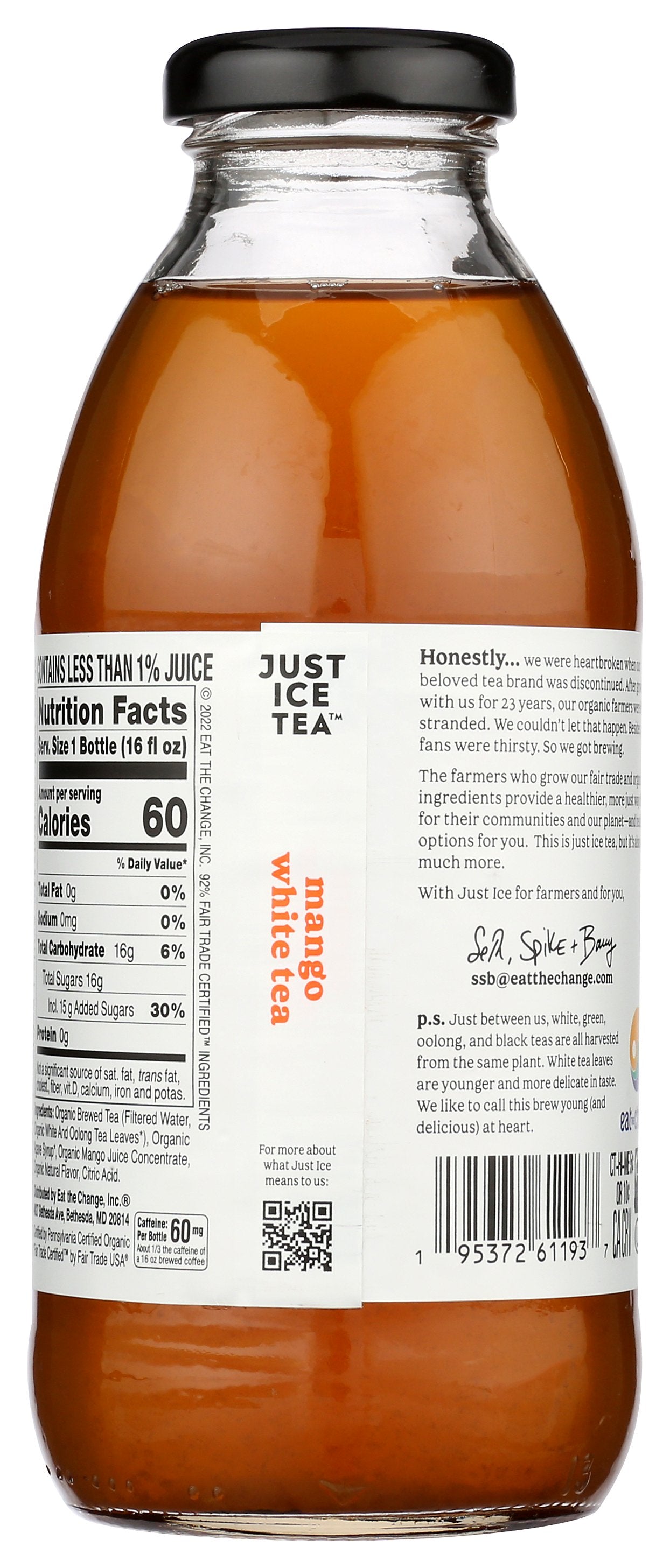 JUST ICE TEA TEA MNG WHT ORG - Case of 12