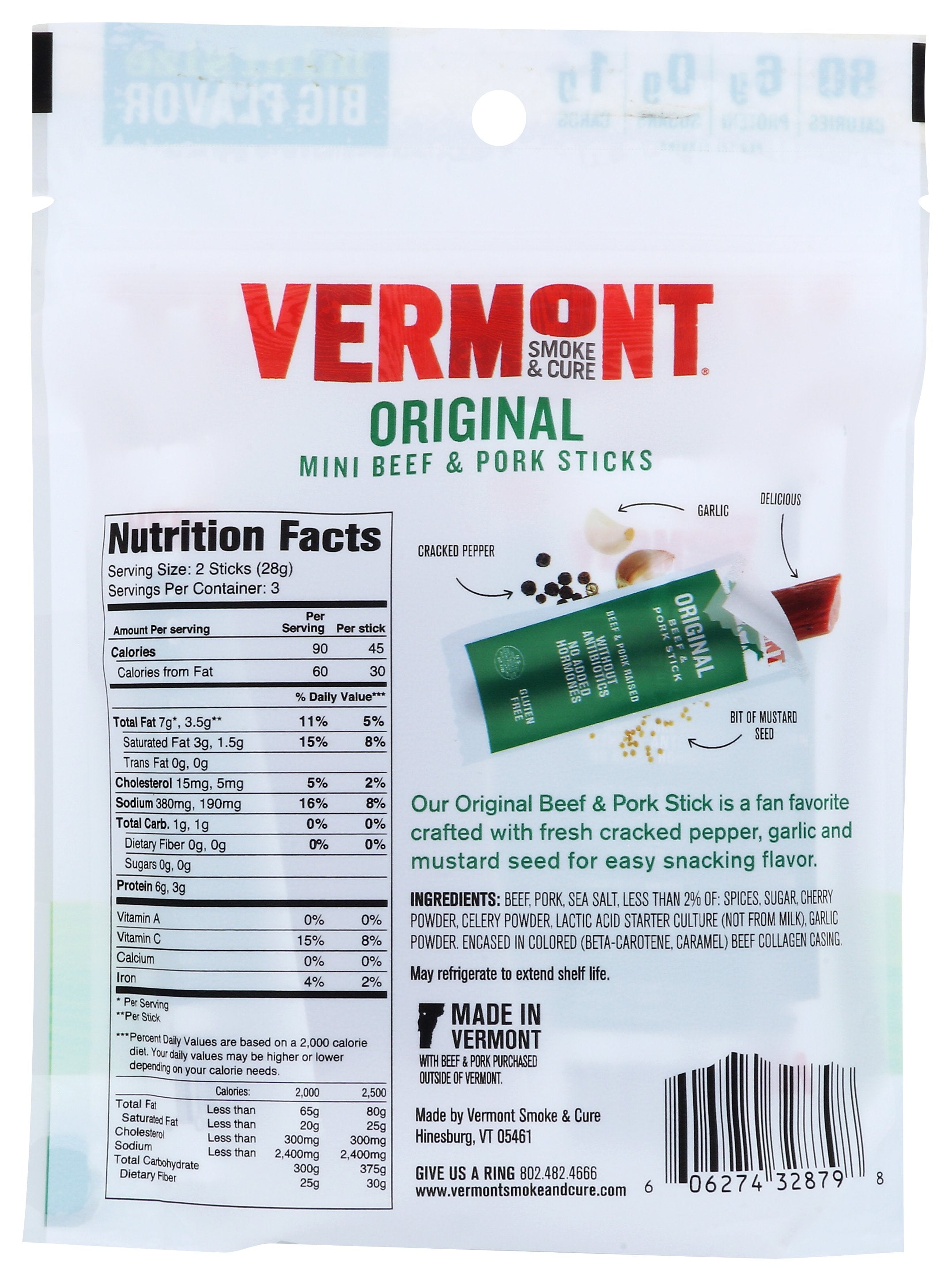 VERMONT SMOKE BEEF PRK STCK ORIG GO PK - Case of 8