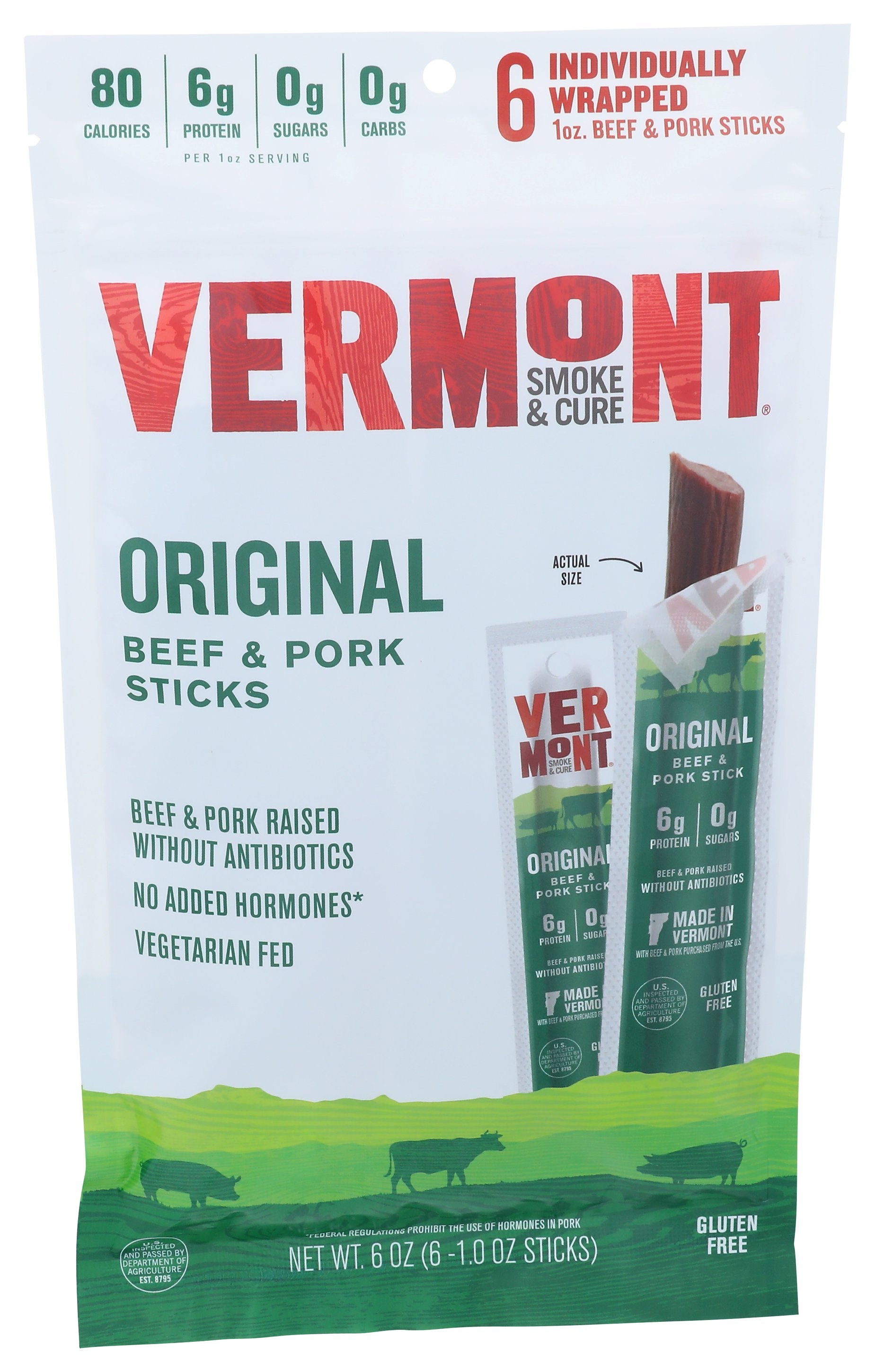 VERMONT SMOKE STICKS BEEF PORK 6CT PCH - Case of 10