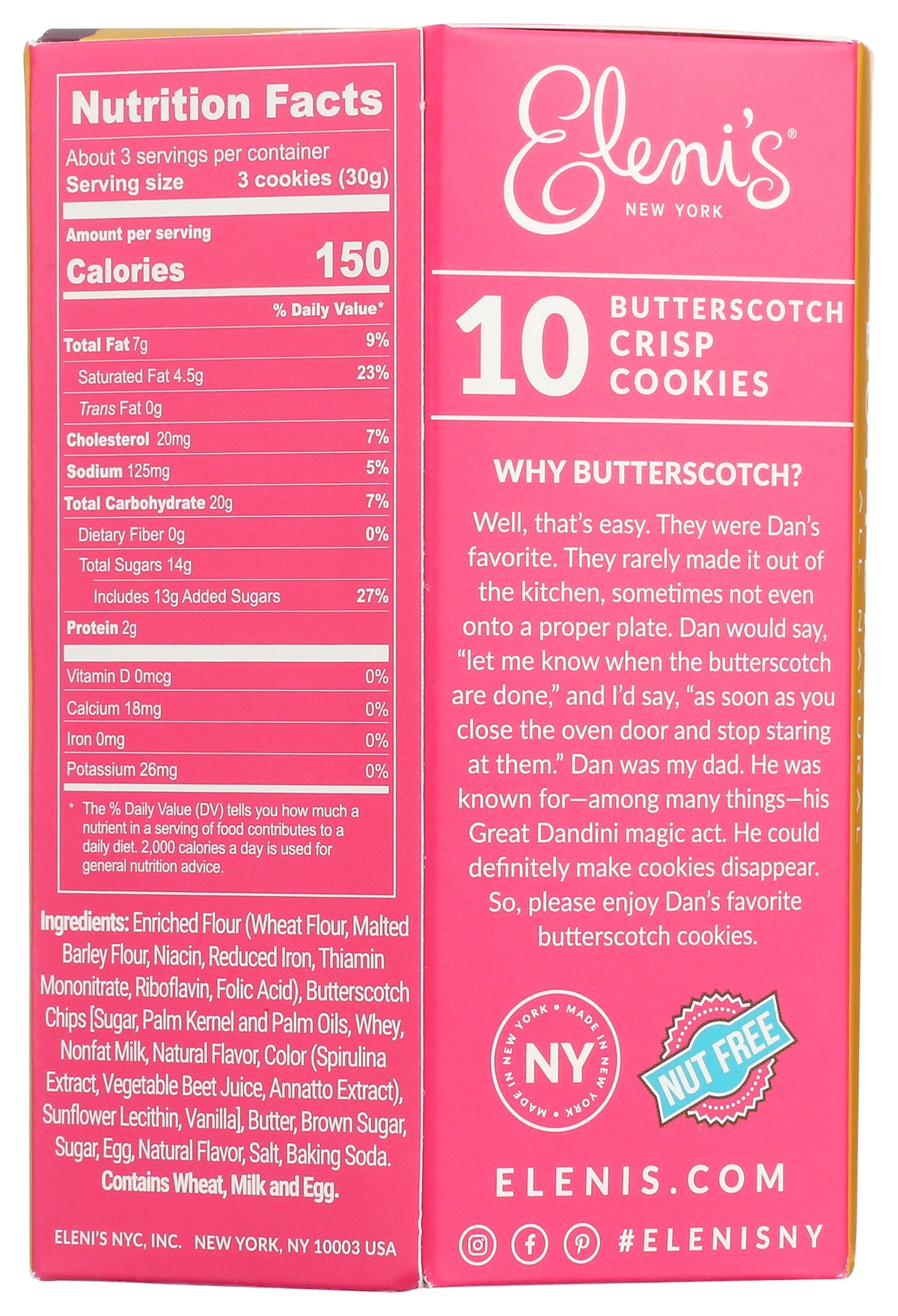 ELENIS COOKIES BUTTERSCOTCH BOX - Case of 6
