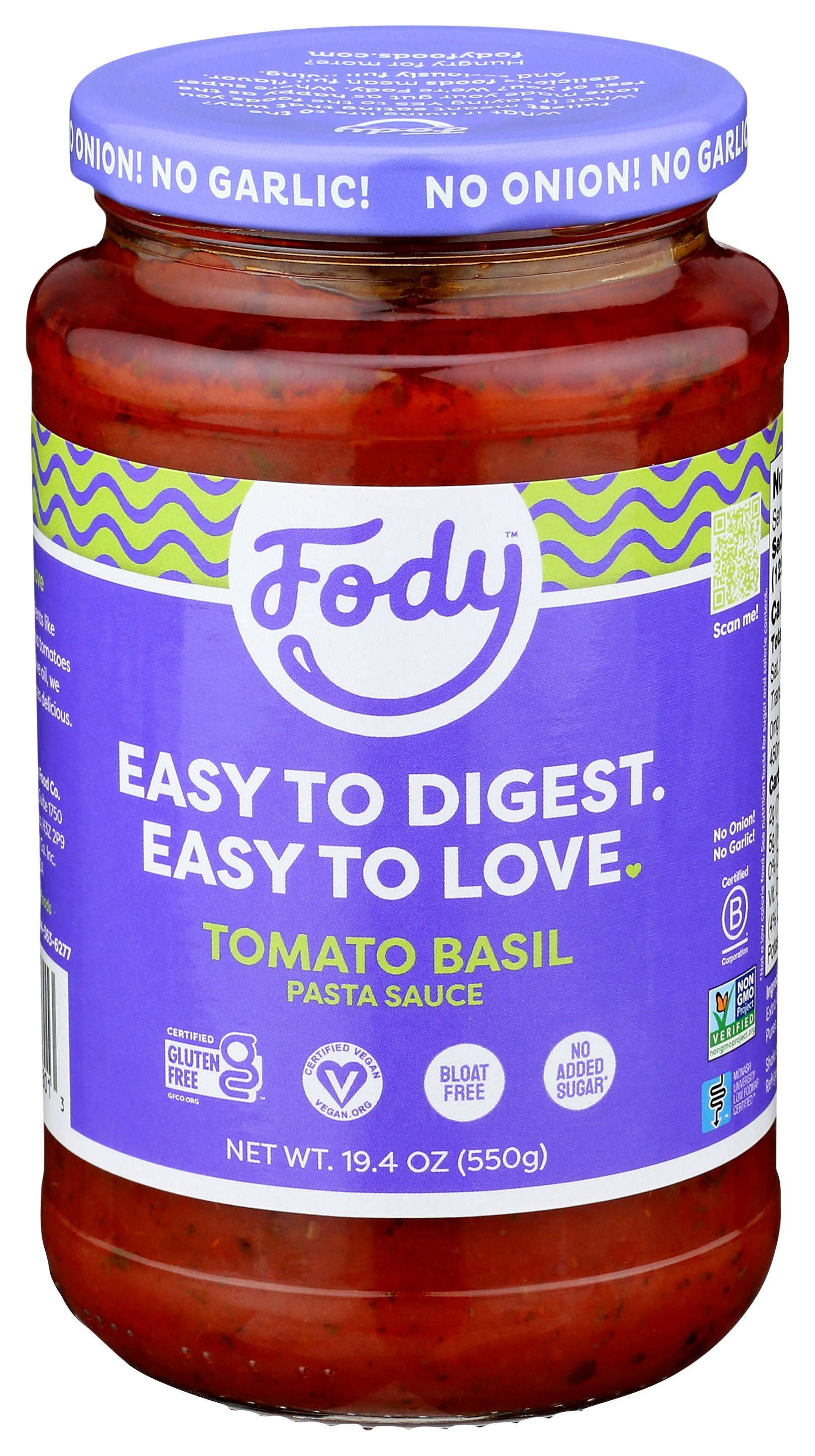 FODY FOOD CO SAUCE PASTA TOMATO BASIL - Case of 6