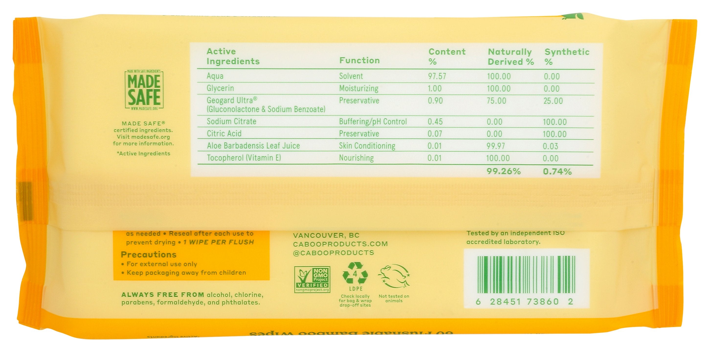 CABOO WIPES BAMBOO FLUSHABLE - Case of 12