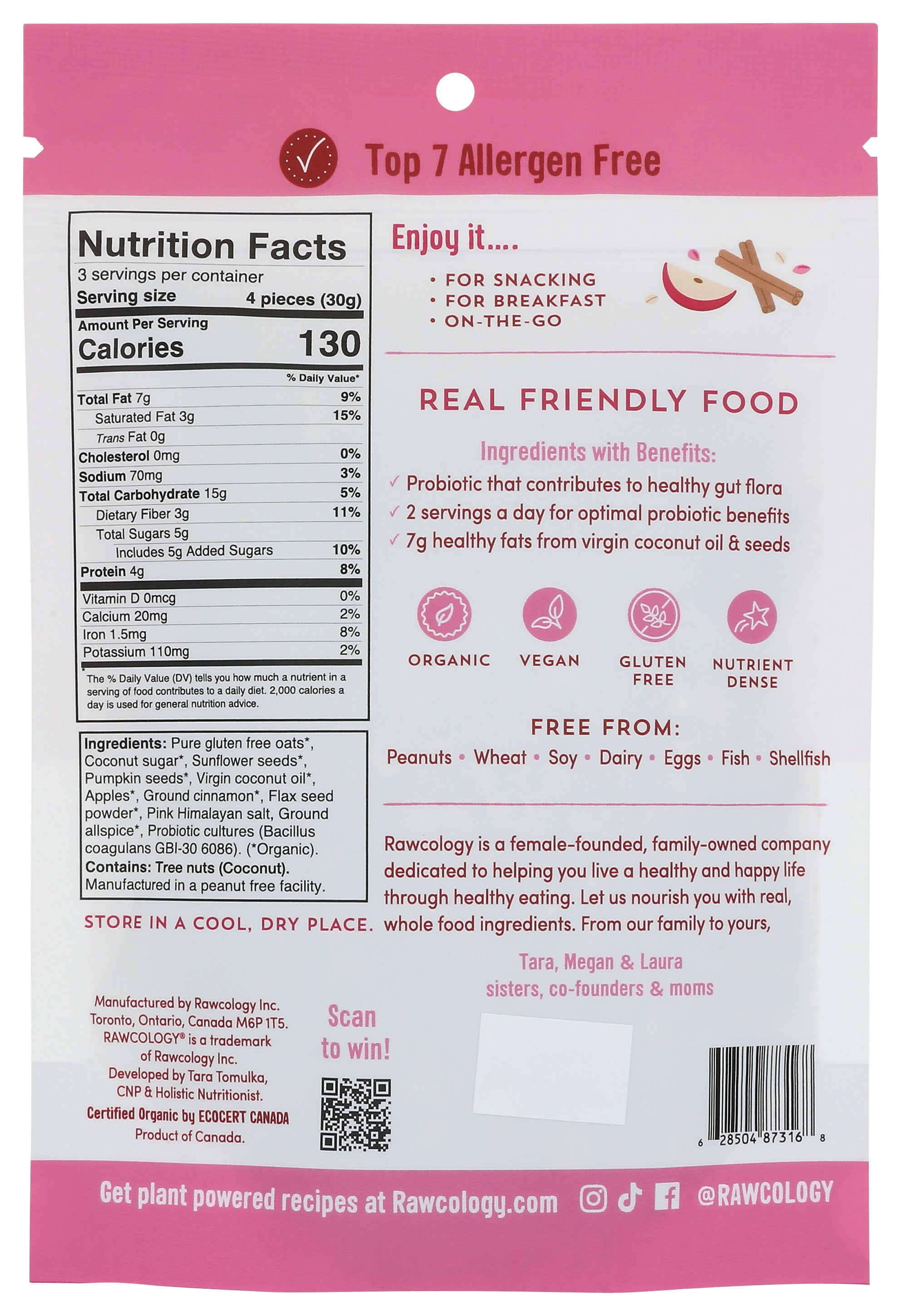 RAWCOLOGY OAT CLUSTRS APPLE CIN ORG - Case of 6