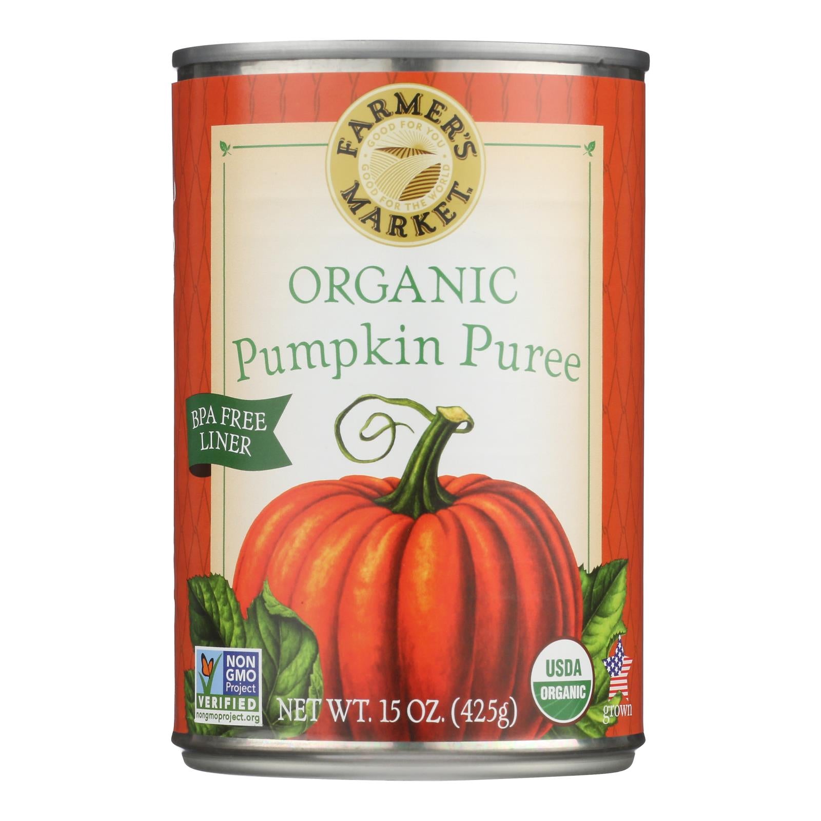 Farmer's Market 100% Organic Pumpkin - Canned - 15 oz