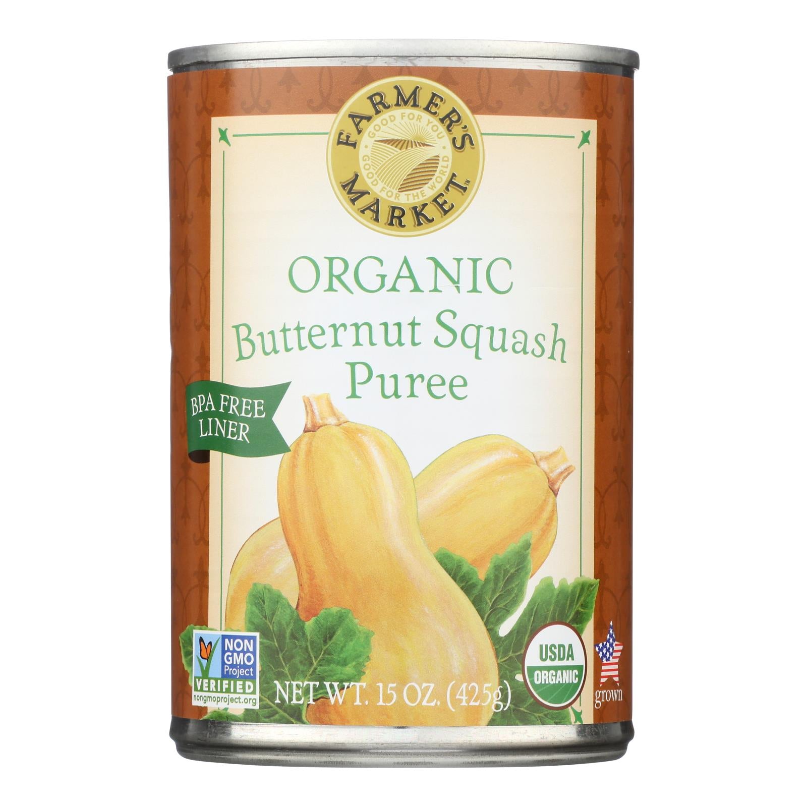 Farmer's Market Organic Butternut - Squash - Case Of 12 - 15 Oz.