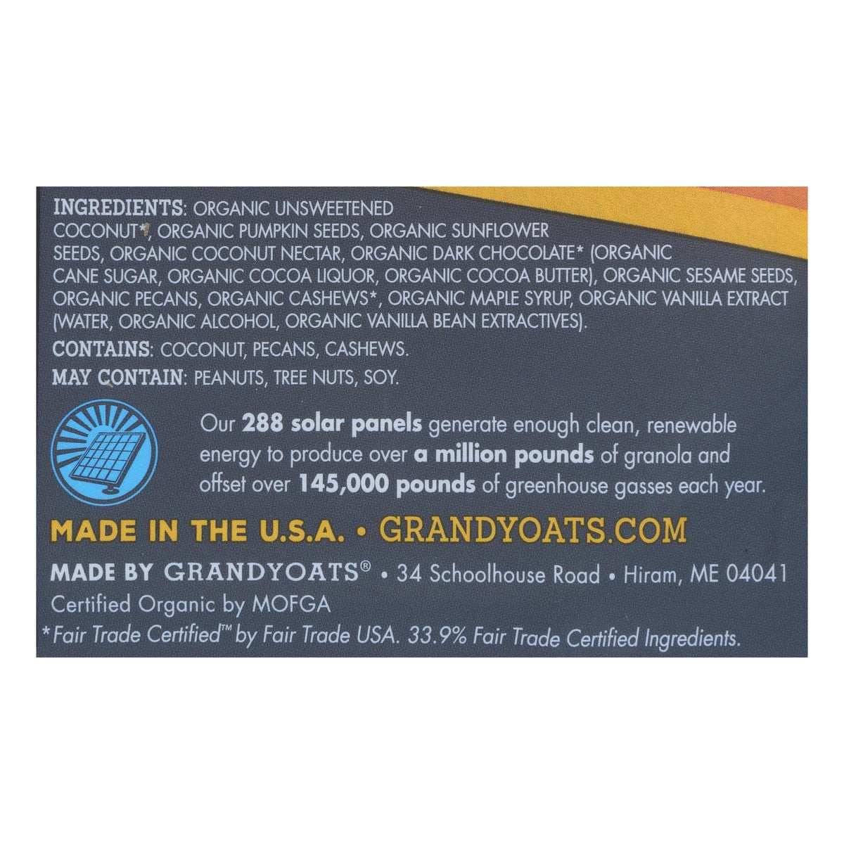 Grandy Oats Organic Granola - Chocolate Chunk Coconola - Case of 6 - 9 oz