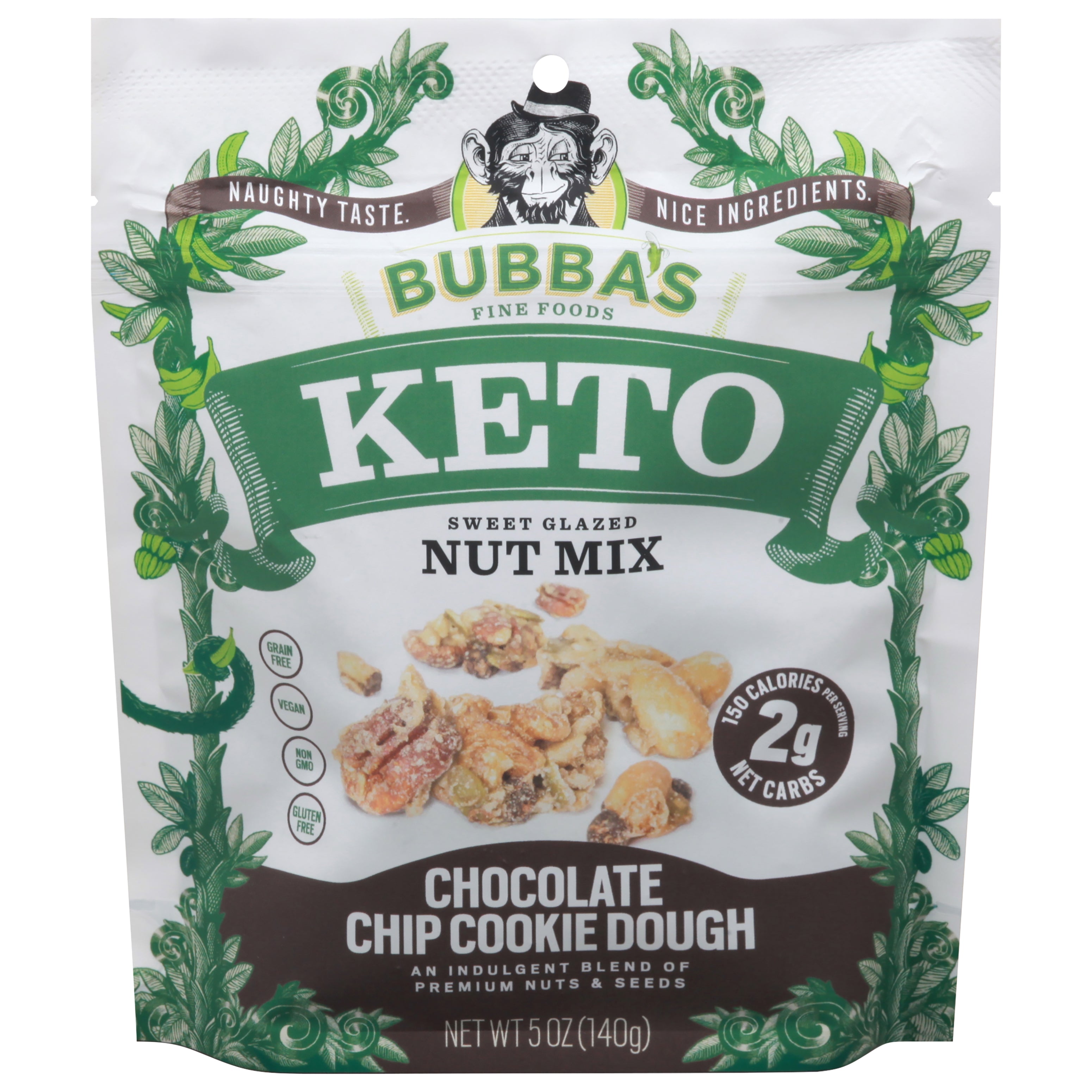 Bubbas Fine Foods Keto Sweet Glazed Chocolate Chip Cookie Dough Nut Mix 5 oz - Case of 6