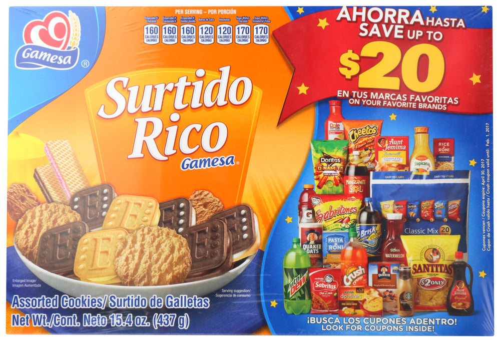 Gamesa Surtido Rico Cookie - Case of 12 - 15.43 oz