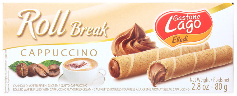 Gastone Lago Rolled Wafer Cappuccino Cream - Case of 12 - 2.82 oz.
