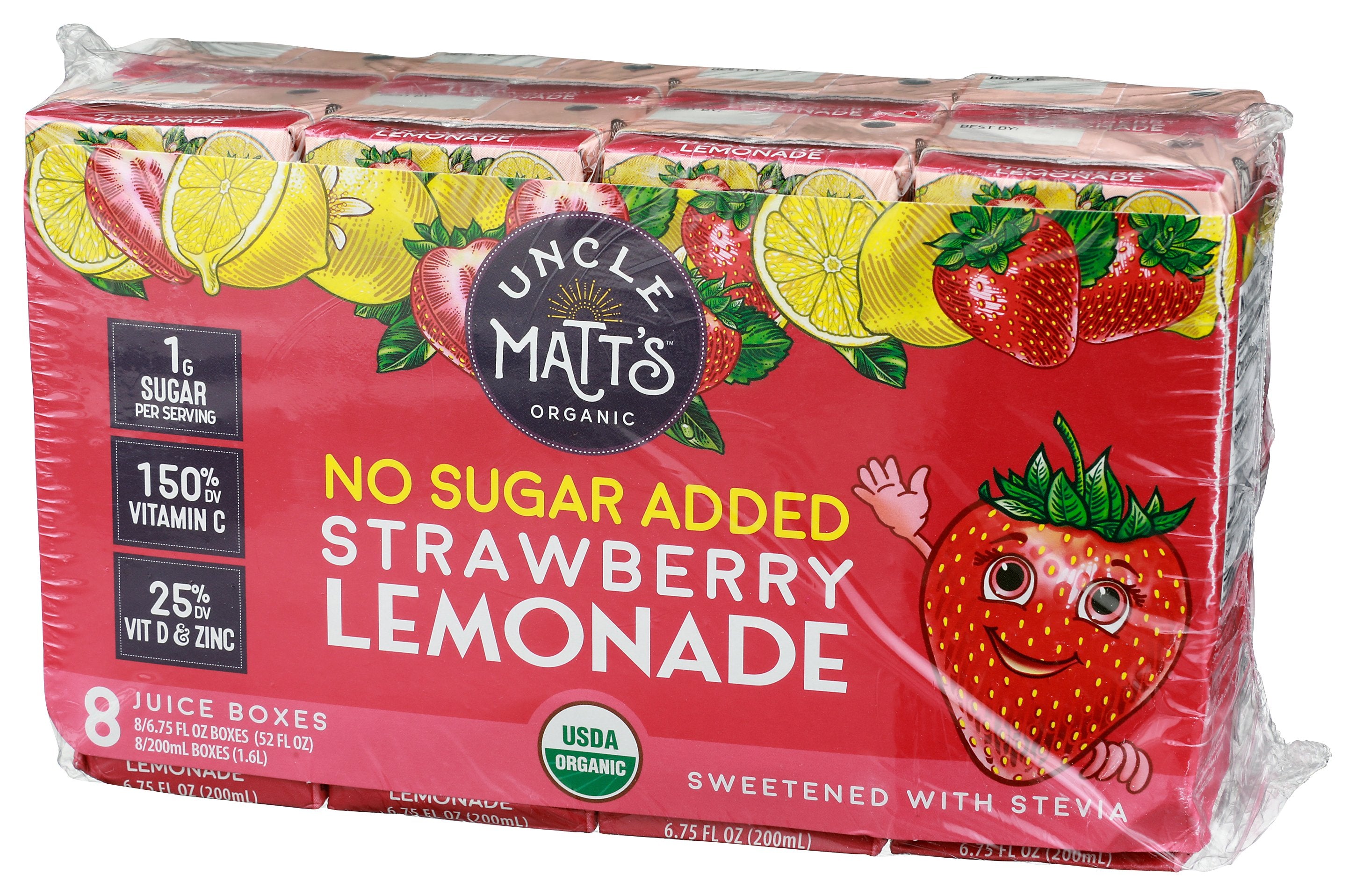 UNCLE MATTS ORGANIC JUICE BOX STRW LEMN 8PK - Case of 4