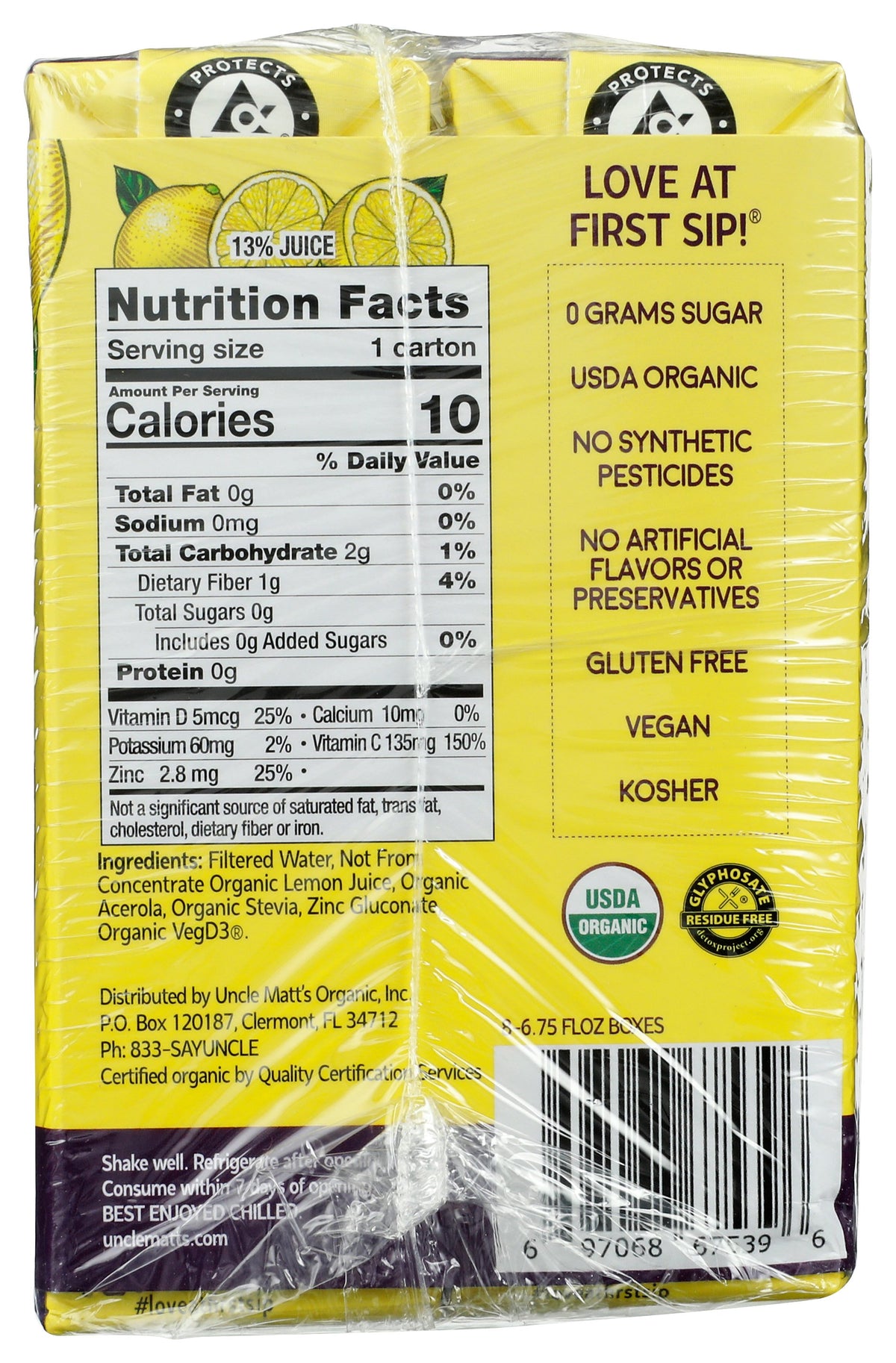 UNCLE MATTS ORGANIC JUICE BOX LEMONADE 8PK - Case of 4
