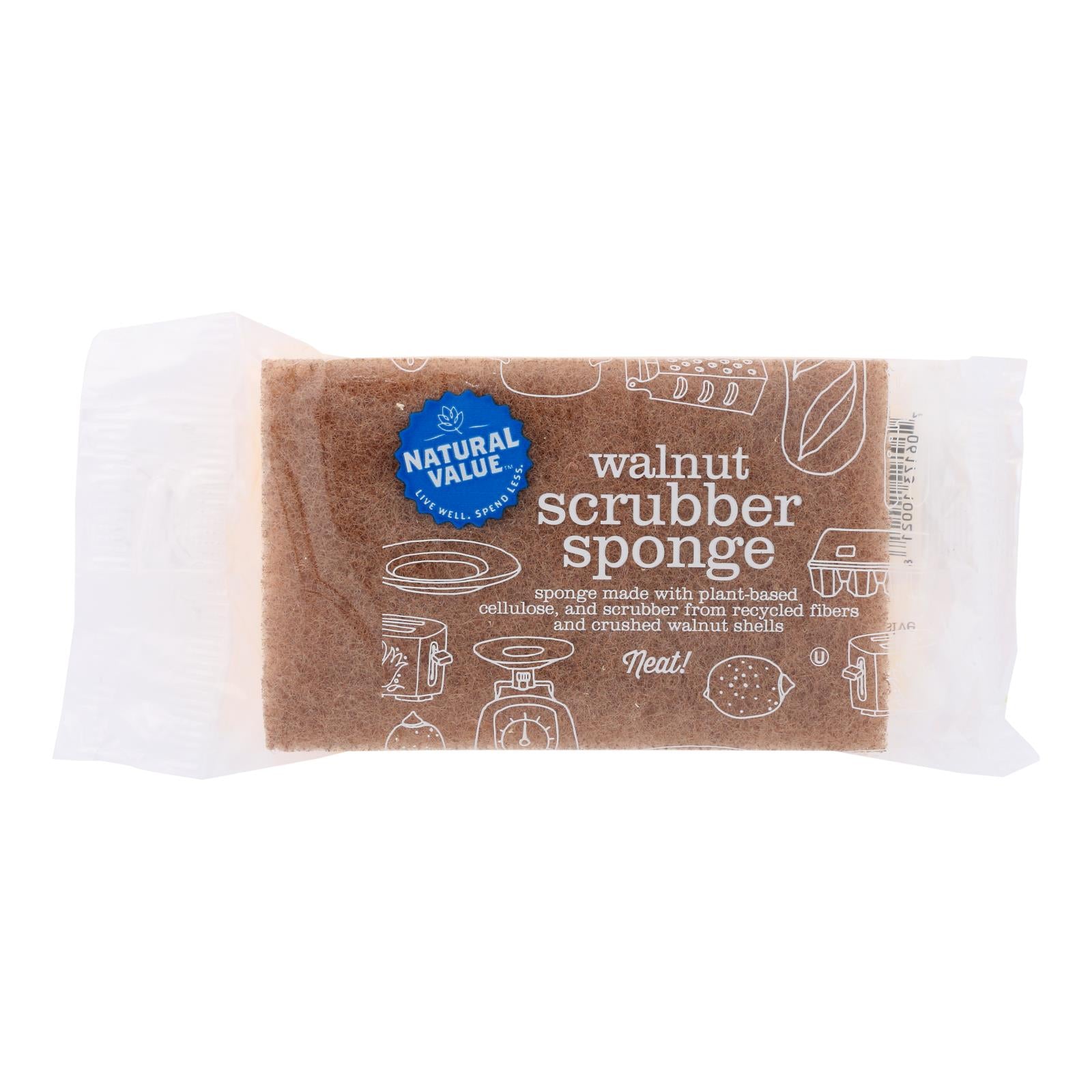 Natural Value - Sponge Scrubber W/wlnts - Case of 24 - 1 CT