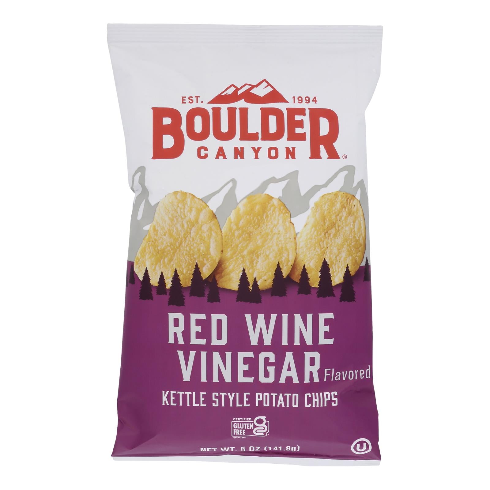 Boulder Canyon - Kettle Chips - Red Wine Vinegar - Case of 12 - 5 oz.