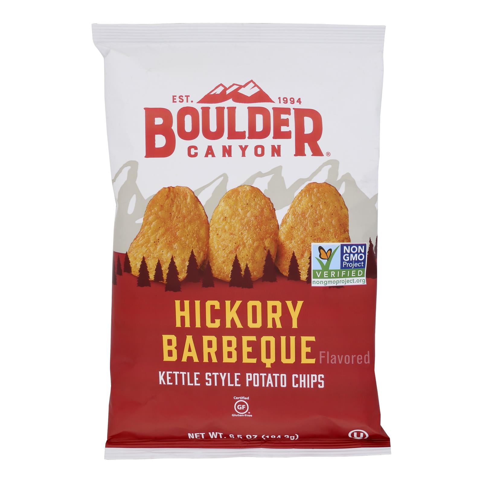 Boulder Canyon - Kettle Chips - Hickory Barbeque - Case of 12 - 6.5 oz.