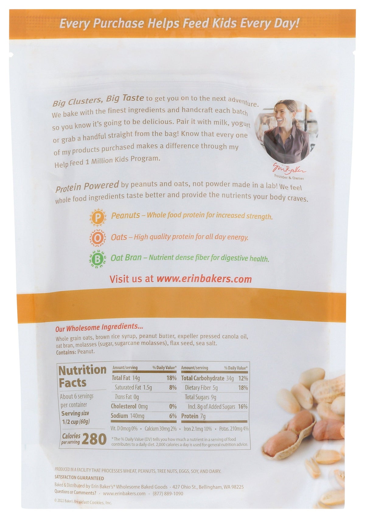 ERIN BAKERS GRANOLA HMSTYL PNUT BTTR - Case of 6