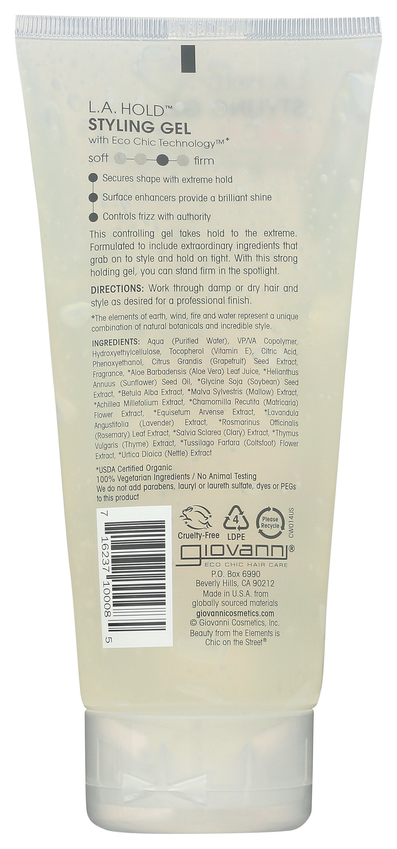 GIOVANNI COSMETICS HAIR GEL LA HOLD NATU - Case of 3