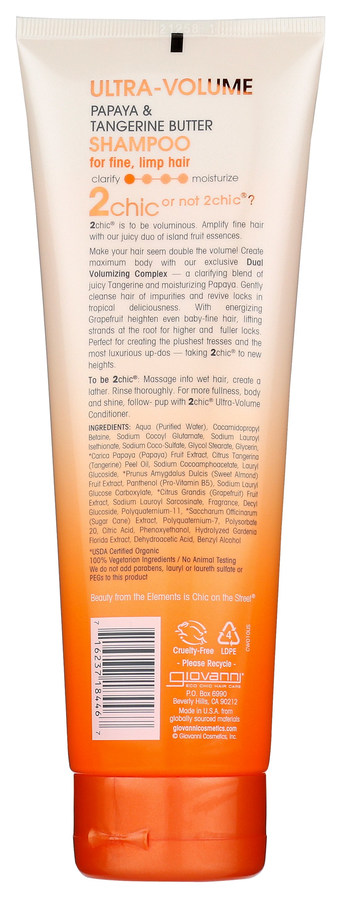 GIOVANNI COSMETICS 2CHIC SHAMPOO PAPAYA BTR - Case of 3