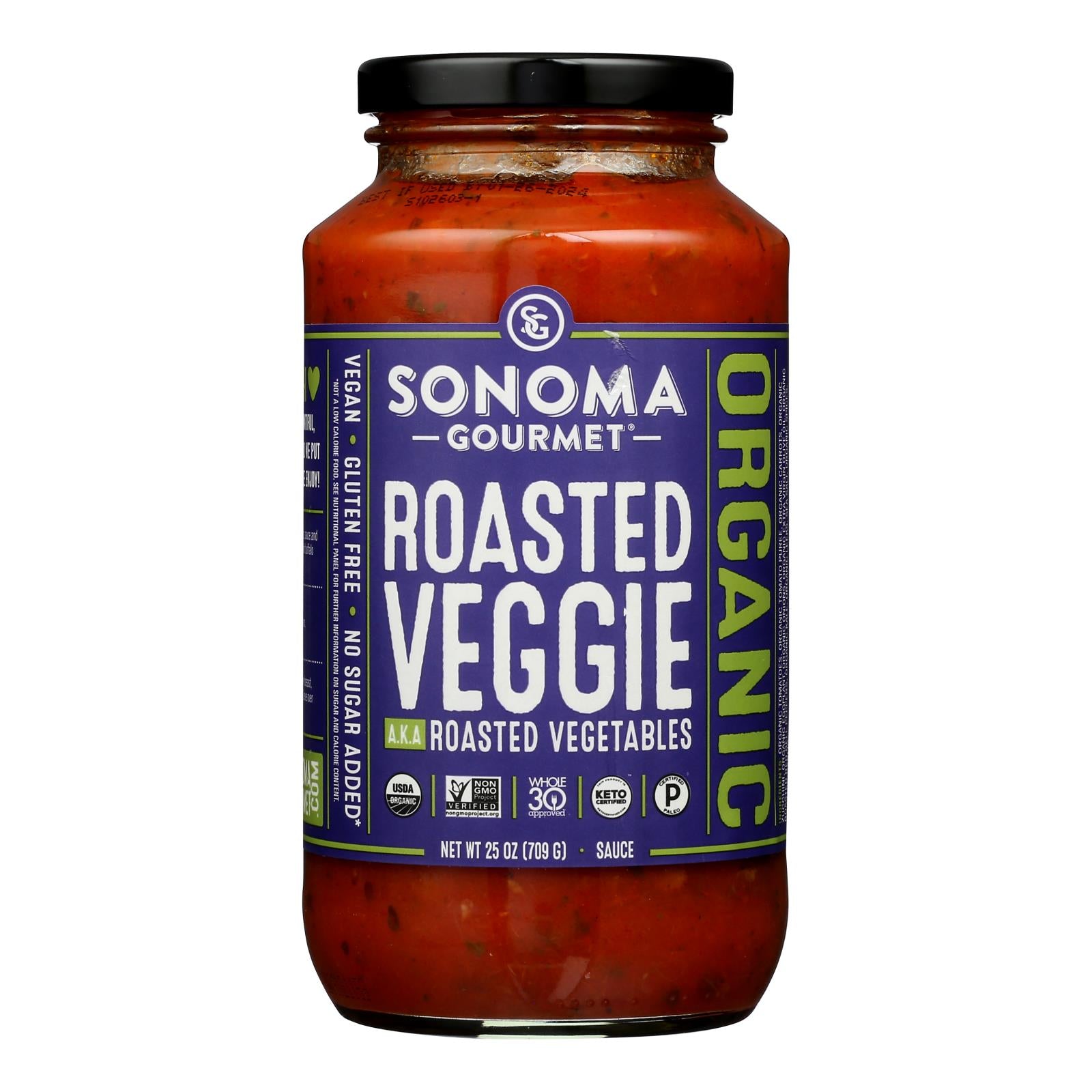 Sonoma Gourmet Organic Pasta Sauce - Roasted Vegetables - Case of 6 - 25 oz.