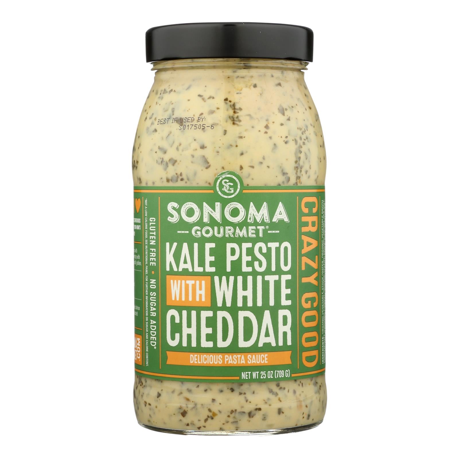 Sonoma Gourmet All Natural Pasta Sauce - Kale Pesto with White Cheddar - Case of 6 - 25 oz.