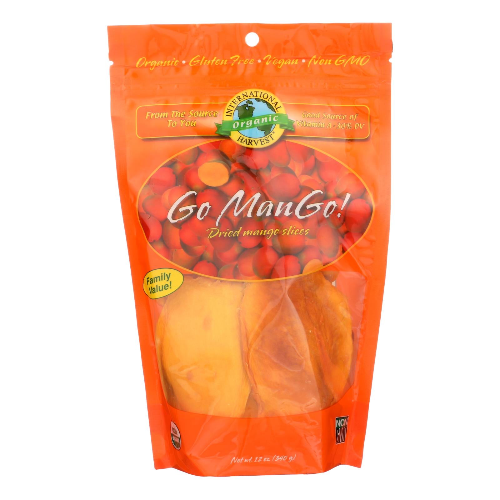 International Harvest Go Mango! Dried Mango Slices  - Case of 6 - 12 OZ