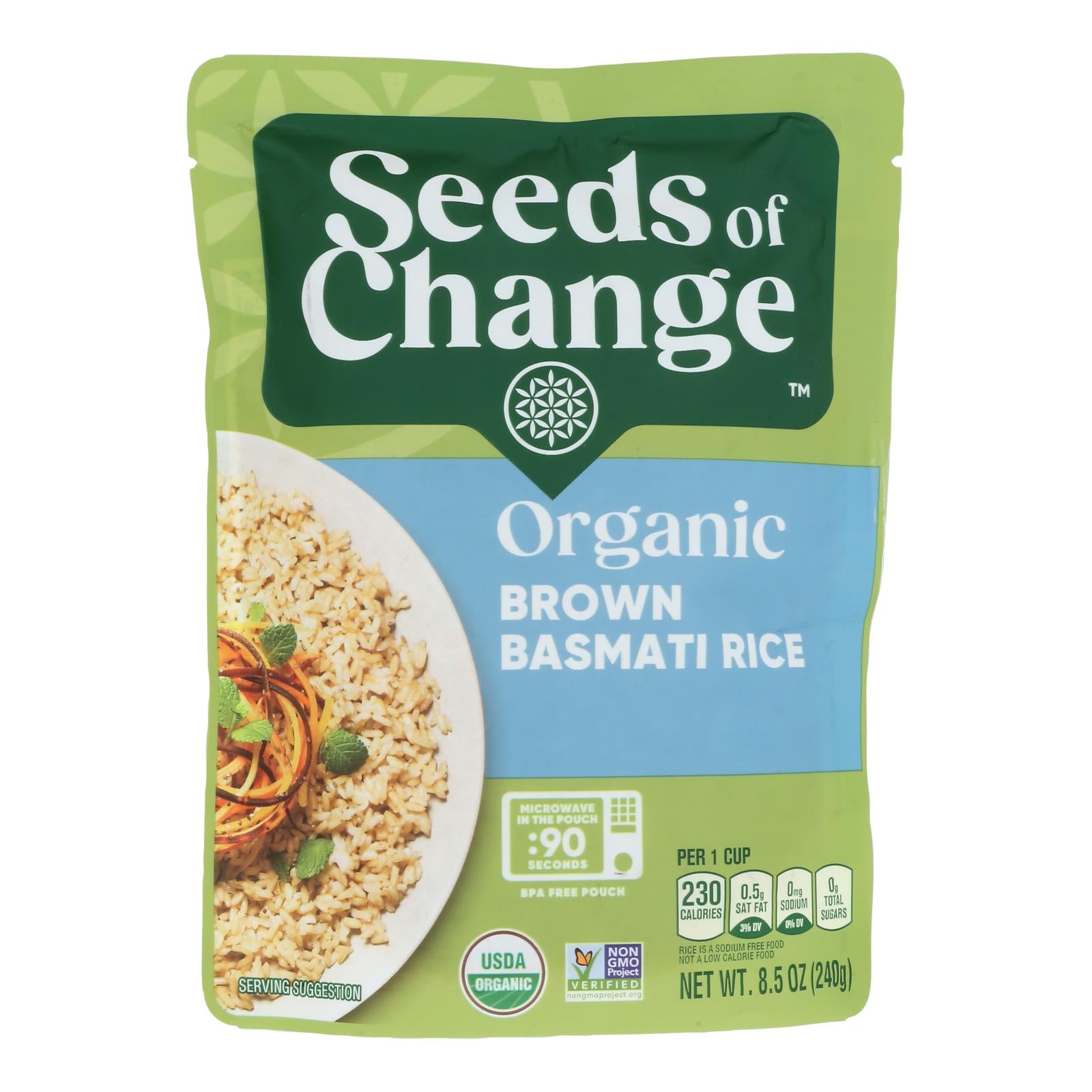 Seeds Of Change Organic Rishikesh Brown Basmati Rice - Case Of 12 - 8.5 Oz.