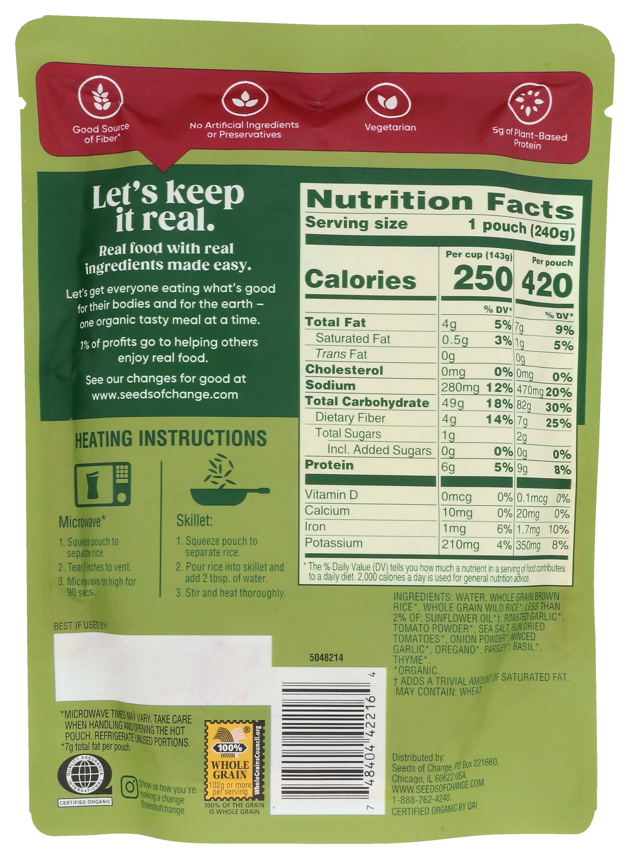 SEEDS OF CHANGE RICE JSMN WLD BRW TMT ORG - Case of 12