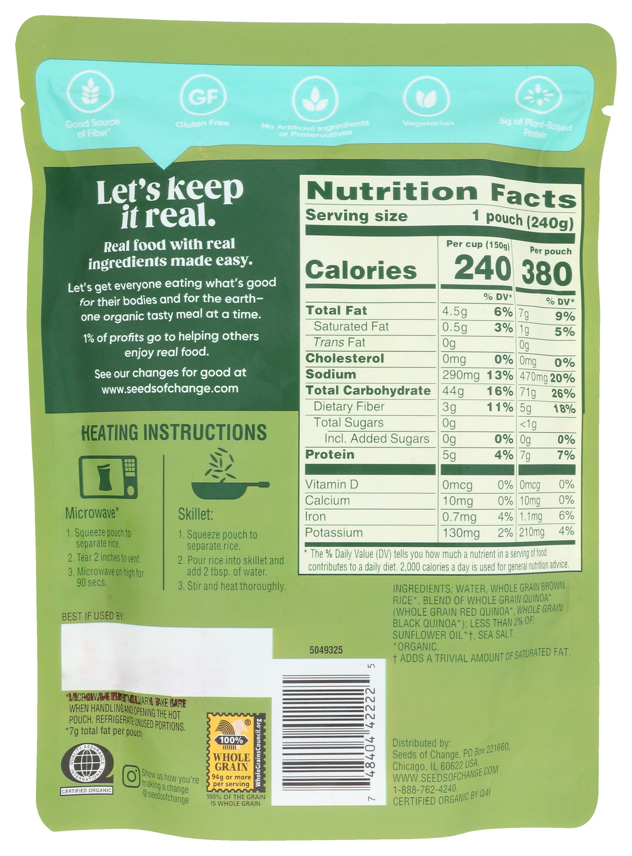 SEEDS OF CHANGE QUINOA RICE BRN SEA SALT - Case of 12