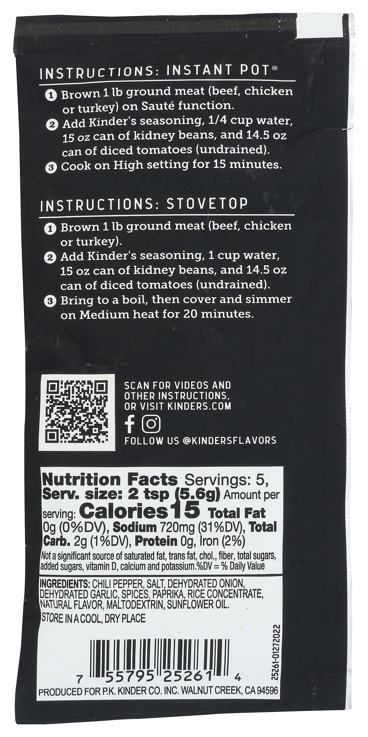 KINDERS SEASONING WOODFIRED CHILI - Case of 15