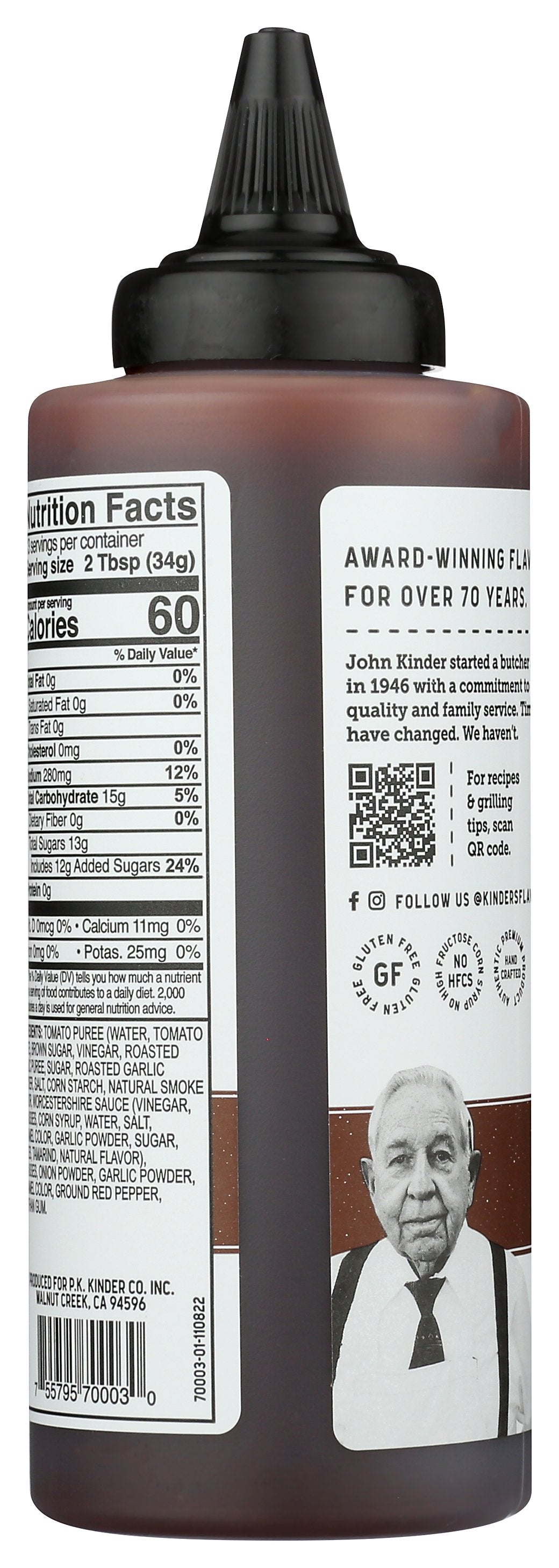 KINDERS SAUCE BBQ GARLIC RSTD SQZ - Case of 6