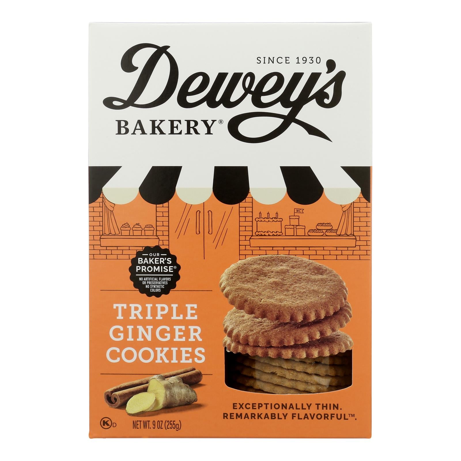 Deweys Bakery Moravian Style Triple Ginger Cookie Thins - Case of 6 - 9 OZ