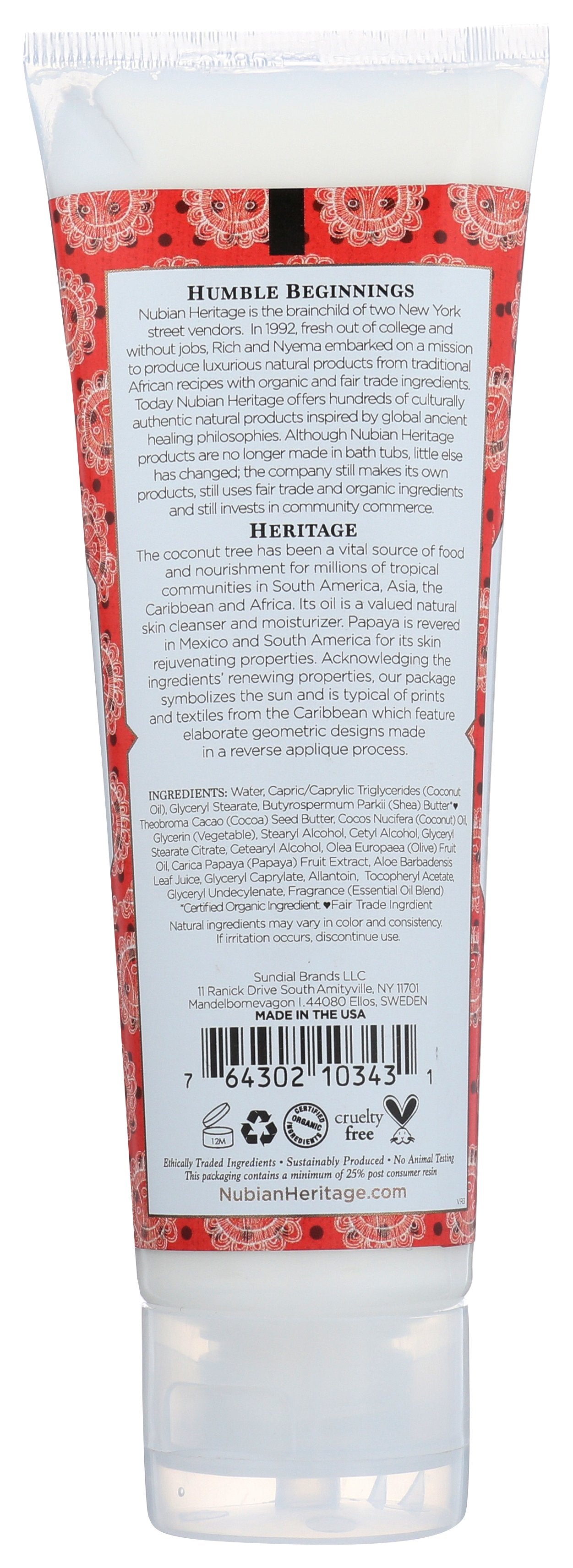 NUBIAN HERITAGE HAND CRM COCONUT PAPAYA - Case of 3