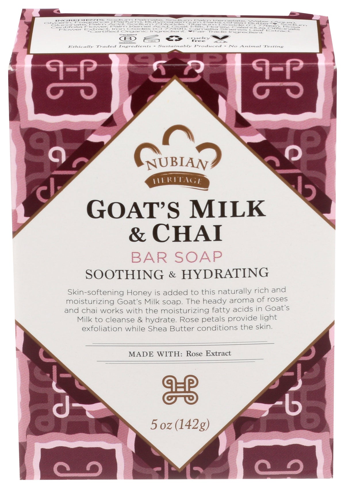 NUBIAN HERITAGE SOAP BAR GOATS MLK CHAI - Case of 3