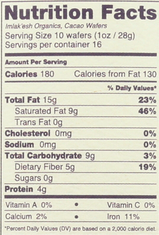 IMLAKESH ORGANICS WAFERS CACAO RAW ORG - Case of 6
