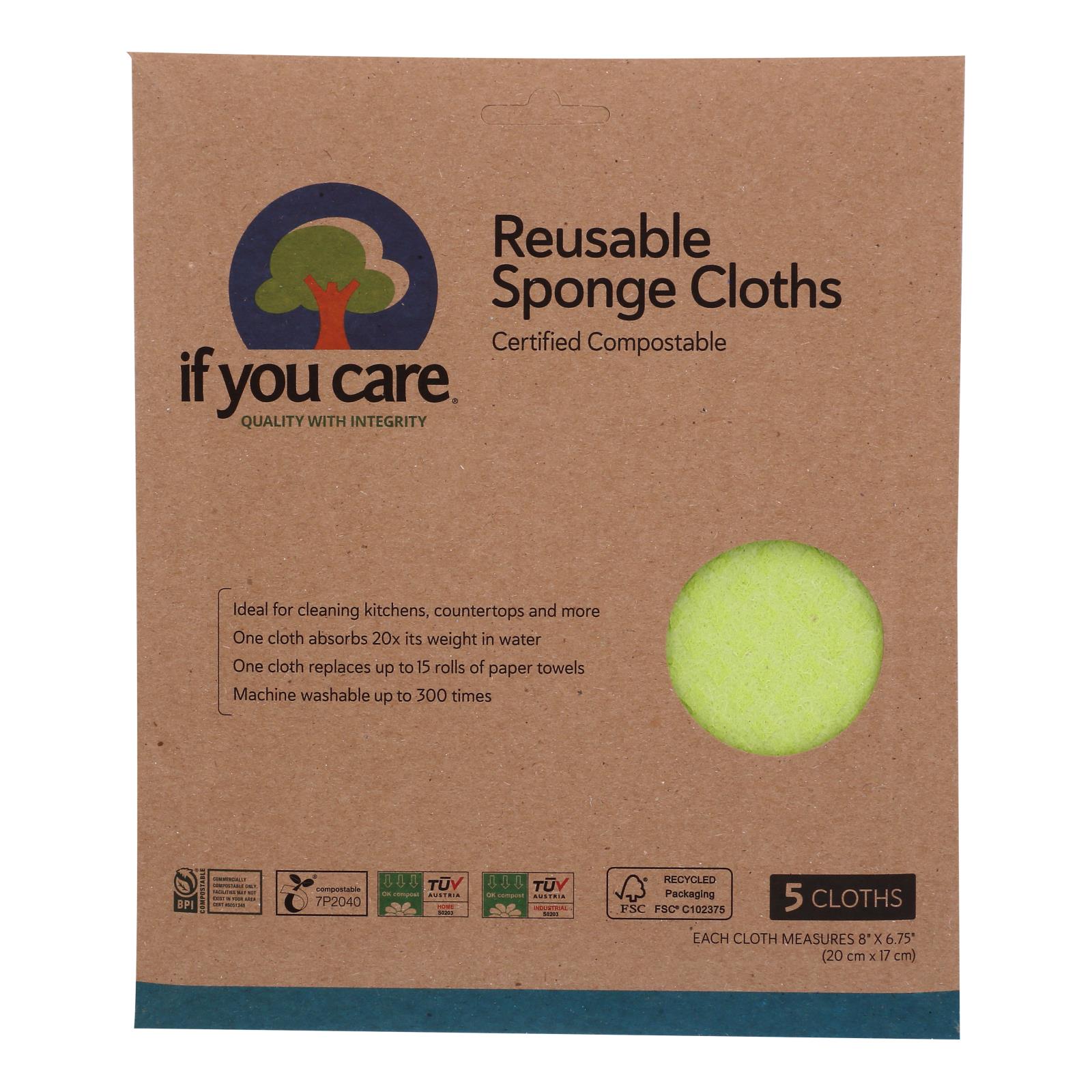 If You Care Sponge Cloths - 100 Percent Natural - 5 Count - Case Of 12
