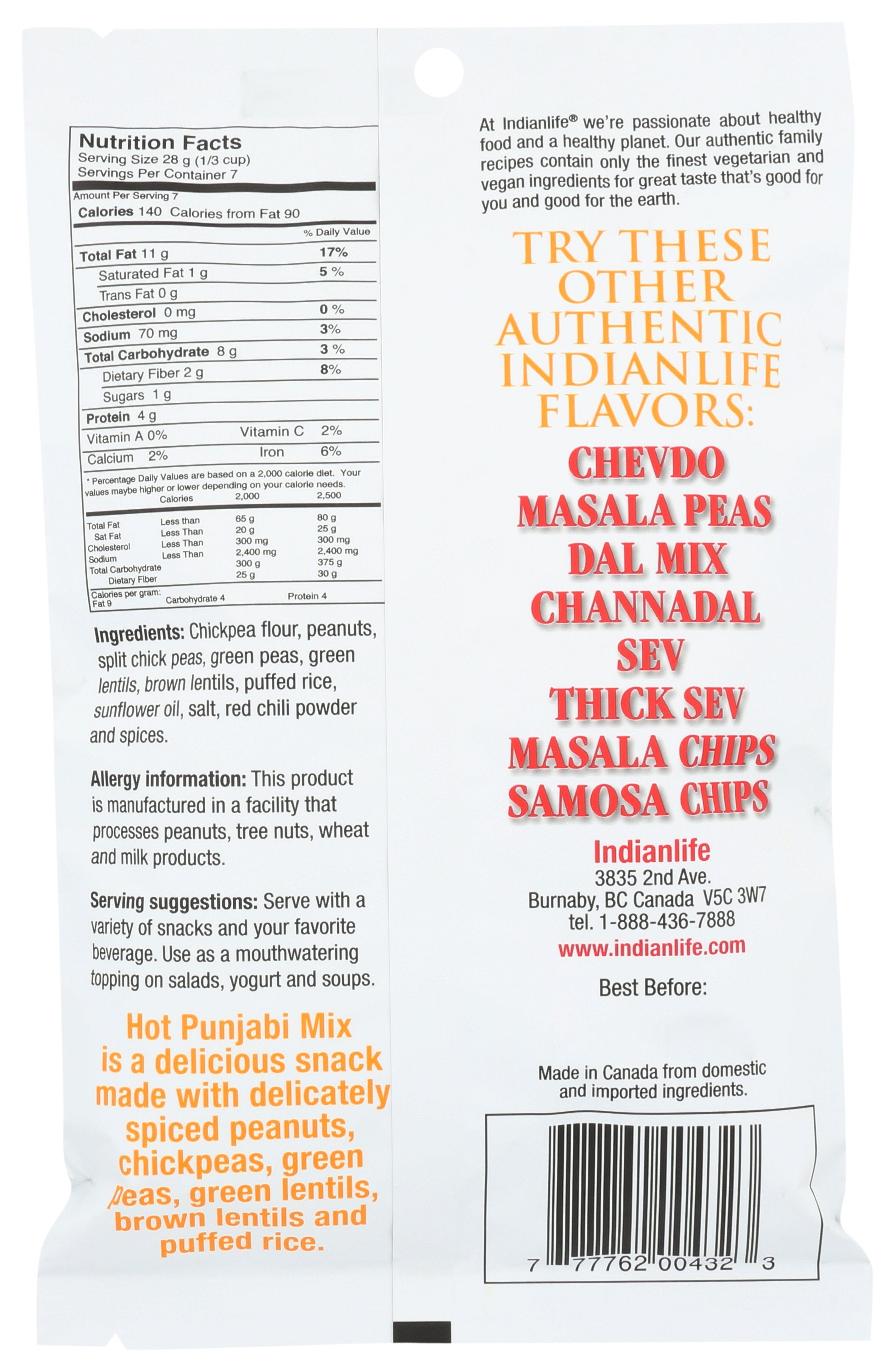 INDIANLIFE MIX SNACK PUNJABI HOT - Case of 8
