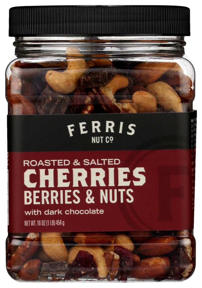 Ferris Nut Co Mix Roasted and Salted Cherries Berries and Nuts with Darck Chocolate - Case of 12 - 16 oz