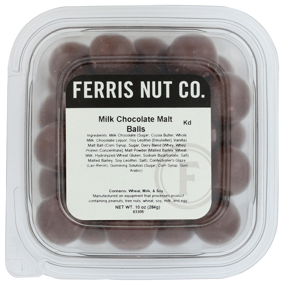 Ferris Coffee & Nut Co. Milk Chocolate Malt Balls - Case of 12 - 10 Oz