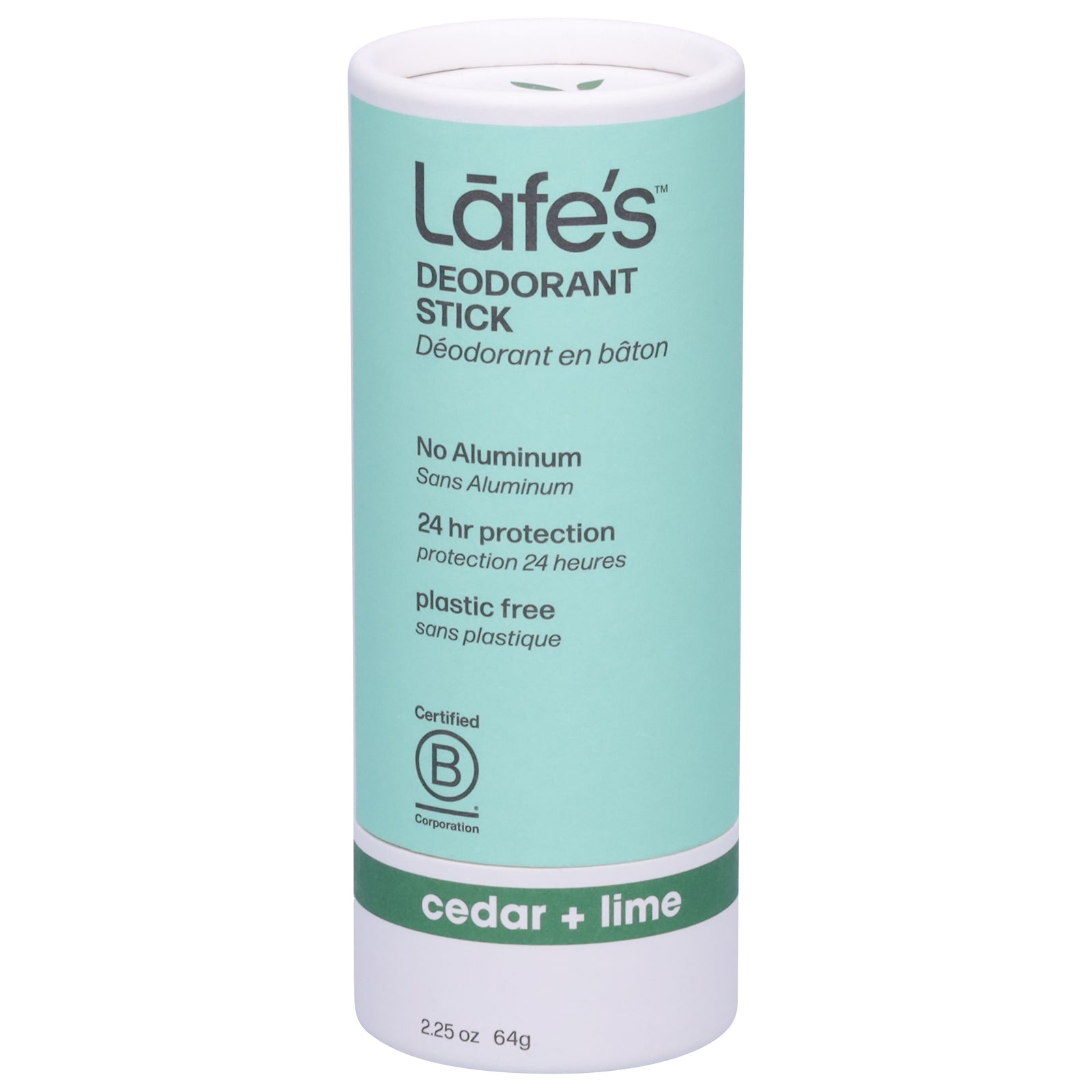 Lafe's Natural Body Care - Deod Cedar Lime Plstc Fr - EA of 1-2.25 OZ