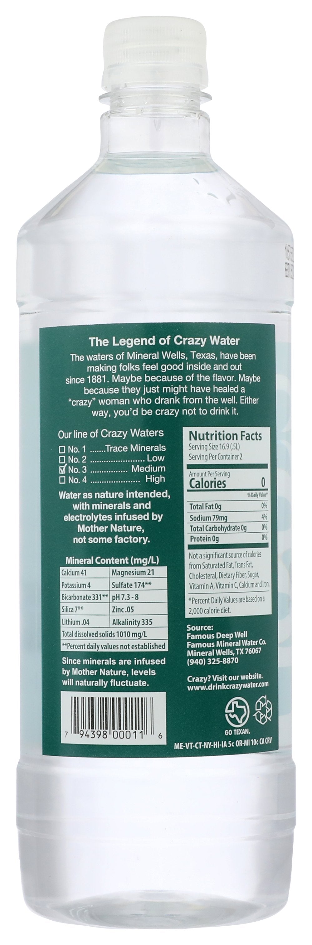 CRAZY WATER WATER NO 3 NTRL MNRL DEEP WELL - Case of 12