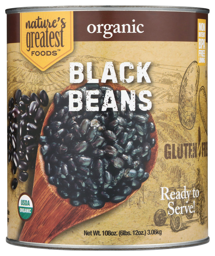 Natures Greatest Foods Beans Black Organic - Pack of 6 - 108 OZ