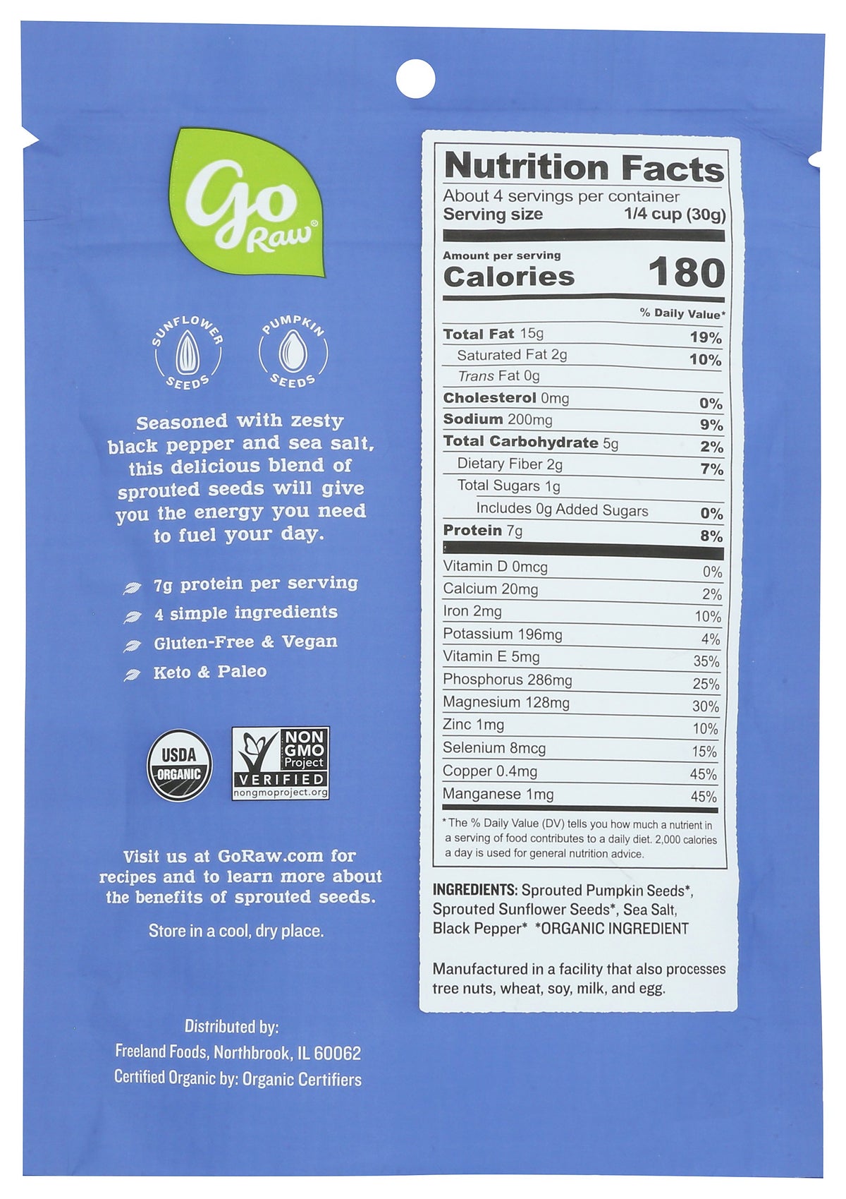 GO RAW SEEDS SNACK SEA SALT PPR - Case of 6