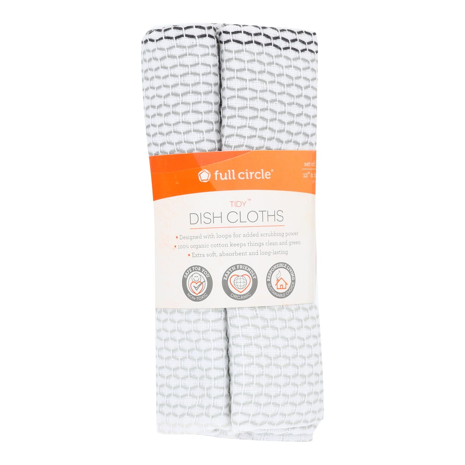 Full Circle Home - Tidy Dish Cloths - Grayscale - Case of 6 - 3 Count