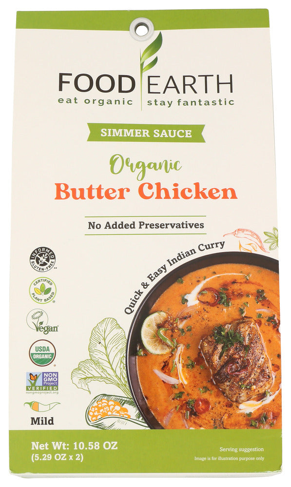 Food Earth Simmer Sauce Butter Chicken - Case of 6 - 2 pouches/10.58 OZ